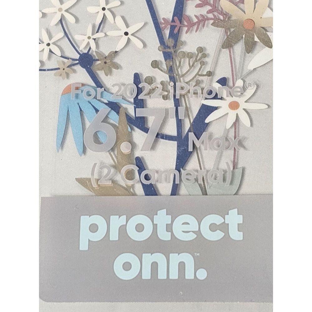 onn. iPhone Phone Case 2022 6.7" Max 2 Camera Durable Gel Floral Print Cellphone - Picture 3 of 7